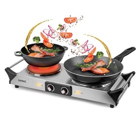 Duronic HP1 BK Plaque de cuisson chauffante électrique 1500W | Foyer en fonte de 20 cm | Poignées ergonomiques | Compacte et 