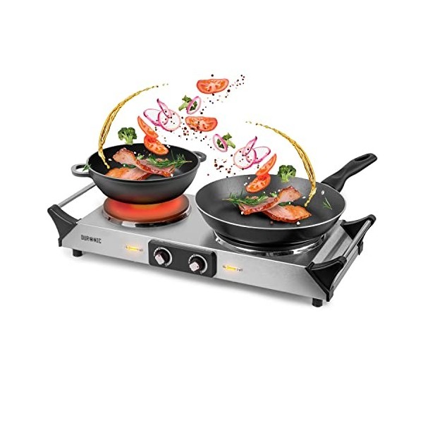 Duronic HP1 BK Plaque de cuisson chauffante électrique 1500W | Foyer en fonte de 20 cm | Poignées ergonomiques | Compacte et 