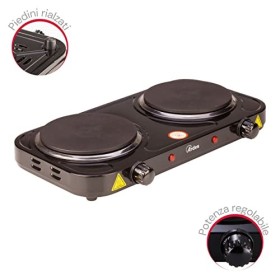 ARDES - Cuisinière électrique en acier peint de 2500W pour le camping et la cuisine avec 2 plaques en fonte de 15,5 cm et 18 