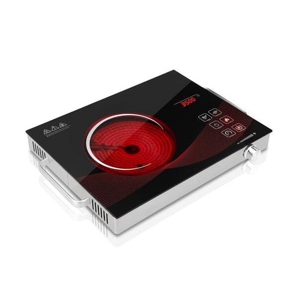 GRACEALL 3500W Plaque Chauffante Infrarouge Électrique Portable pour la Cuisson, Plaque de Cuisson de Comptoir à un Brûleur, 