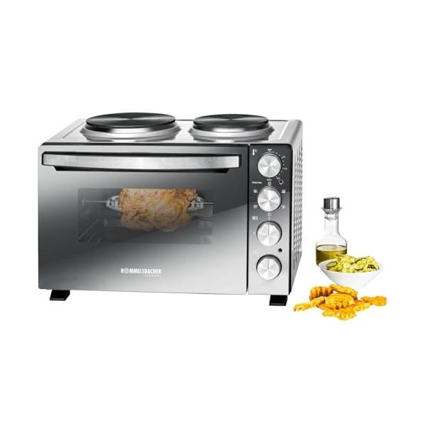 ROMMELSBACHER KLEINKÜCHE KM 3300-2 plaques chauffantes en fonte, espace de cuisson de 30 litres, chaleur supérieure, chaleur 