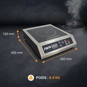 L2G - Plaque Induction Professionnelle - Bâti Tout Inox - 1 Foyer 400W à 3500W 60°C à 270°C - 13 Niveaux de Puissance - Rég