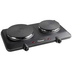 Bestron Double Plaque de Cuisson Compacte en Fonte, Kitchen Heroes, Ø 18/15 cm, 2250 Watt, Noir