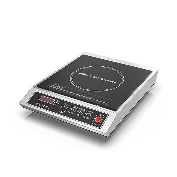 Lecon Chef Plaque à induction, Portable 1 Feu Puissante 3500 W, Plaque de cuisine electrique Réglable sur 10 niveaux, grande 
