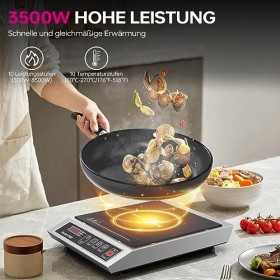 Lecon Chef Plaque à induction, Portable 1 Feu Puissante 3500 W, Plaque de cuisine electrique Réglable sur 10 niveaux, grande 