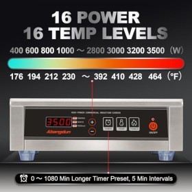 Plaque à Induction Abangdun, 3500W Plaque de Cuisson à Induction avec 16 Niveaux de Puissance, 400W-3500W, Plage de Températu