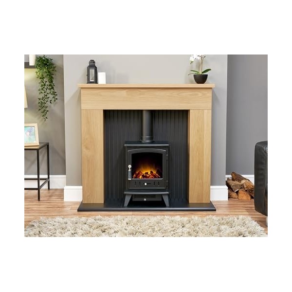 Adam Aviemore Feu électrique en noir - Prise européenne