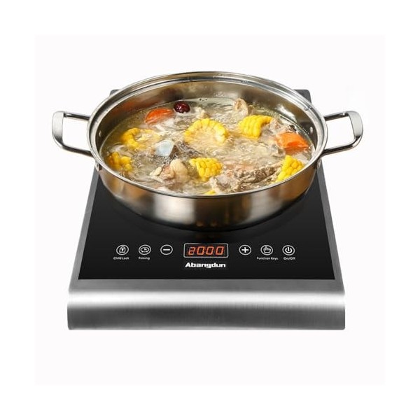 Plaque à Induction Abangdun, 2000W Plaque de Cuisson à Induction avec 10 Niveaux de Puissance, 200W-2000W, Plage de Températu