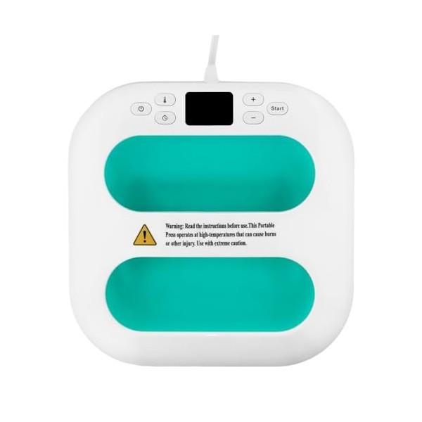 QWORK® Presse à Chaleur Portable, Plaque chauffante 22,5 cm x 22,5 cm pour T-Shirts, Sacs, Coussins - Chauffe jusquà 205 °C 