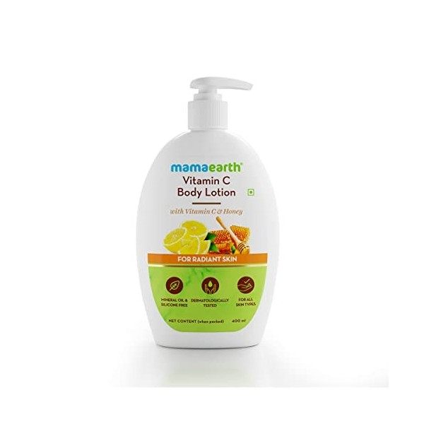 Mamaearth Vitamine C - Lotion pour le corps à la vitamine C et au miel - Pour une peau éclatante - 400 ml