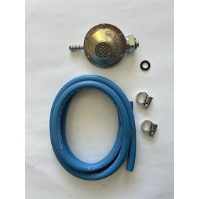 FOKER-Réchaud à Gaz en Fonte ，3 Robinets-28/37Mbar,4 pieds 3 robinets + Tuyau gaz à vis 1.50m + Détendeur Butane