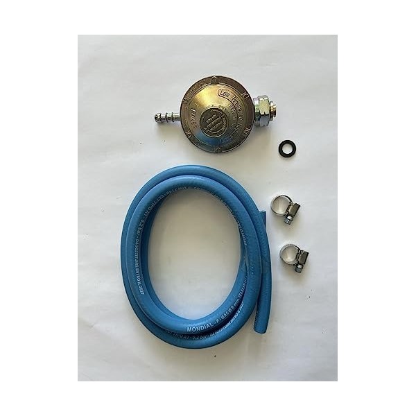 FOKER-Réchaud à Gaz en Fonte ，3 Robinets-28/37Mbar,4 pieds 3 robinets + Tuyau gaz à vis 1.50m + Détendeur Butane