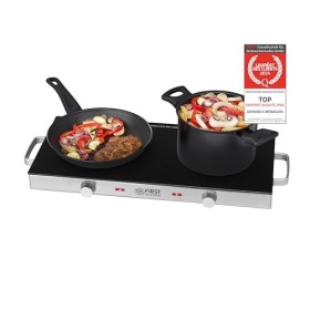 TZS First Austria Plaque Vitrocéramique 2 Feux, 2800W, Noir, Électrique - Plaque de Cuisson avec Infrarouge, 0 à 300°C en 30 
