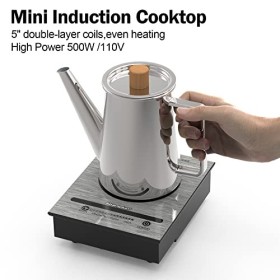 Plaque à Induction Mini Abangdun, Réchaud à Induction Portable de 900W avec 5 Niveaux de Puissance, Minuterie, Arrêt Automati