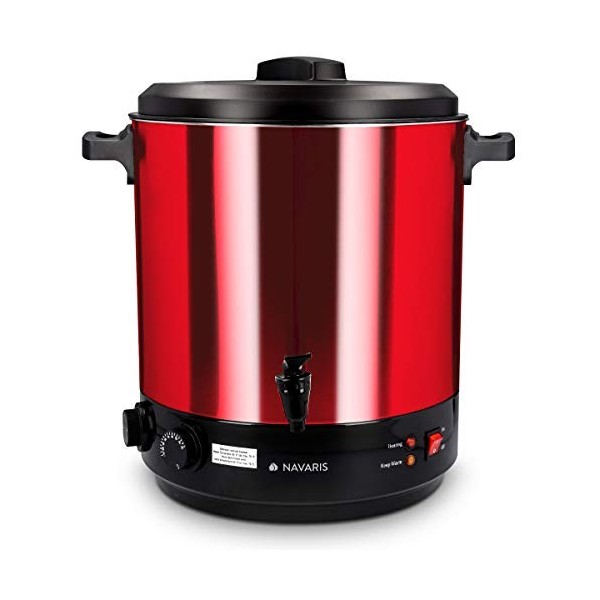 Navaris Stérilisateur à Bocaux Électrique - Machine à Vin Chaud 27L - Distributeur Boissons en INOX - Autocuiseur Minuteur - 
