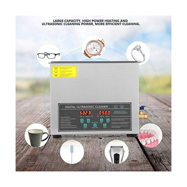 Cocoarm Nettoyeur à ultrasons à double fréquence en acier inoxydable - 6 l - Prise européenne 220 V