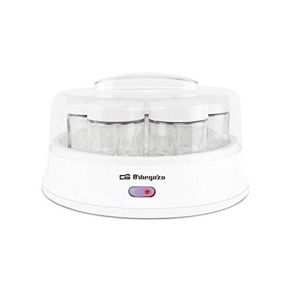 Orbegozo YU 2350 - Yaourtière, 7 pots dune capacité de 200 ml, couvercle transparent, interrupteur marche/arrêt, 15 W