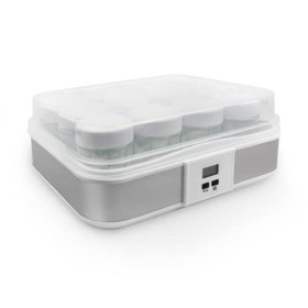 Leogreen - Yaourtière, Machine pour Yahourt Naturel, 12 pots, avec minuteur, 30,6 x 25 x 12,4 cm, Blanc, Capacité par pot: 0,