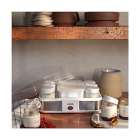 Livoo DOP156 Yaourtière Fromagère| Yaourts faits maison, Fromage Blanc | 210 ml X 12 pots yaourts, 1,2L de Fromage Frais