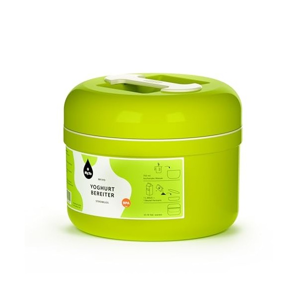 My.Yo - Yaourtière sans électricité | Couleur Citron Vert | avec 2 sachets de ferments Bio