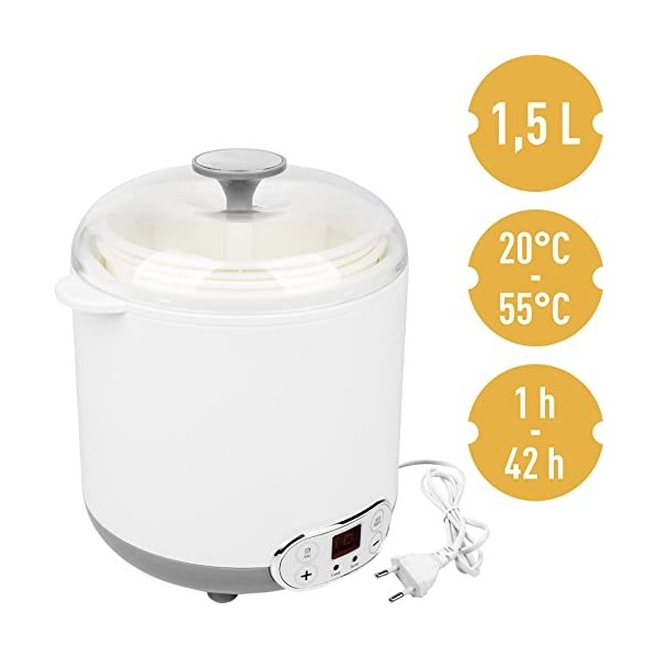 Browin 801013 Yaourtière - Fromagère avec Thermostat 1,5 L | Machine Électrique pour Yaourts et Fromages Faits Maison | Tempé