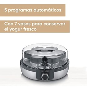 Severin JG 3521 Yaourtière avec écran numérique à LED, 7 bocaux de 150 ml & Lot de 7 Pots de Yaourt en Verre de 150 ml avec C