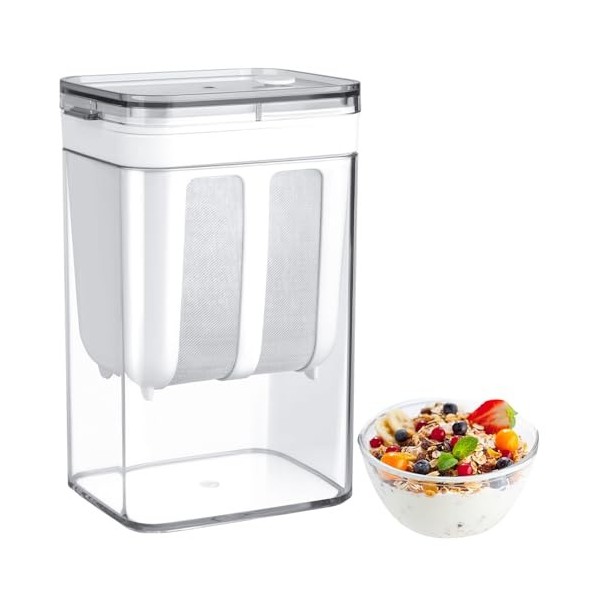 Erzekrim Passoire à Yaourt Grecque Passoire Yaourtière Passoire à fromage Lavable 1100 ML Filtre pour Yaourtière avec Couverc