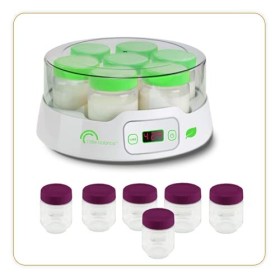 LITTLE BALANCE 8487 Yaourtière 7 Digital, Yaourtière + 13 Pots en Verre 190ml pour des yaourts faits maison, Timer jusquà 14