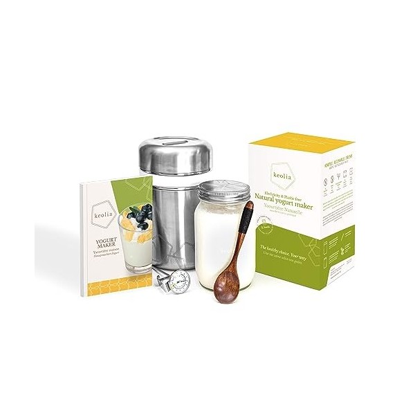 Keolia Yahourtière Multidelice Sans Electricité, Yaourtiere Fromagere et Livre Yaourtiere Multidelices, Pot Yaourt Verre, The