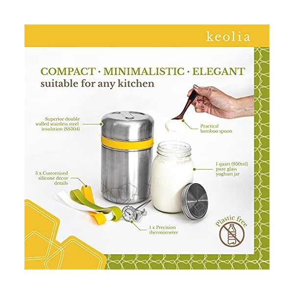 Keolia Yahourtière Multidelice Sans Electricité, Yaourtiere Fromagere et Livre Yaourtiere Multidelices, Pot Yaourt Verre, The