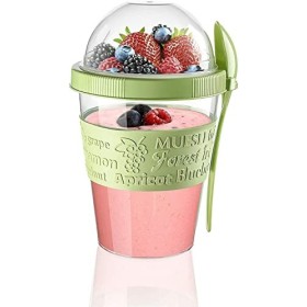 Kandall Take & Go Pot à yaourt pour petit-déjeuner 600 ml Granola Muesli Céréales Yaourt Pot avec couvercle cuillère Plastiqu