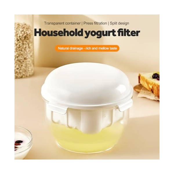 Passoire à yaourt, 3000 ml, filtre à yaourt avec sac en maille fine, étanche, filtre à jus transparent polyvalent pour yaourt