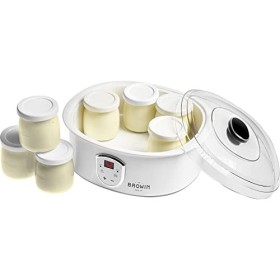 Browin 801015 Yaourtière avec thermostat et verres, 7 pots à yaourt avec couvercle, 1,3 l, 20 W