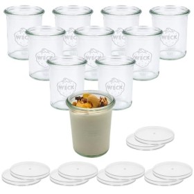 Weck Lot de 10 verres à yaourt avec couvercle de 160 ml - Verres à dessert et à yaourt - Compatible avec diverses yaourtières