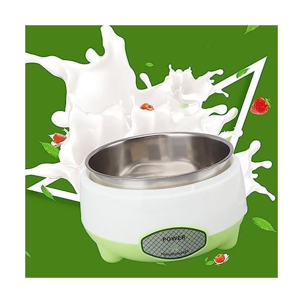 Dpofirs Machine à Yaourtière, Yaourtière Française et Grecque, Yaourtière en Acier Inoxydable 15W pour Yaourt Bio Maison, Fro