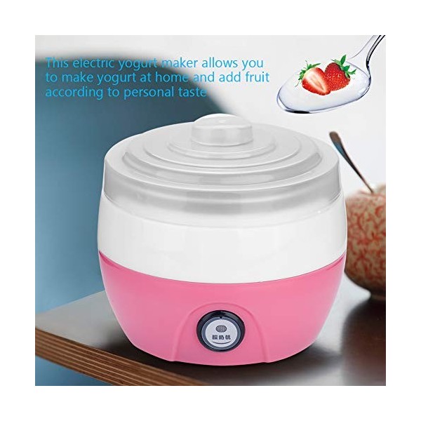 Akozon Yaourtière électrique Automatique, Récipient intérieur en Acier Inoxydable pour yaourtière Usage Domestique 1L Rose 