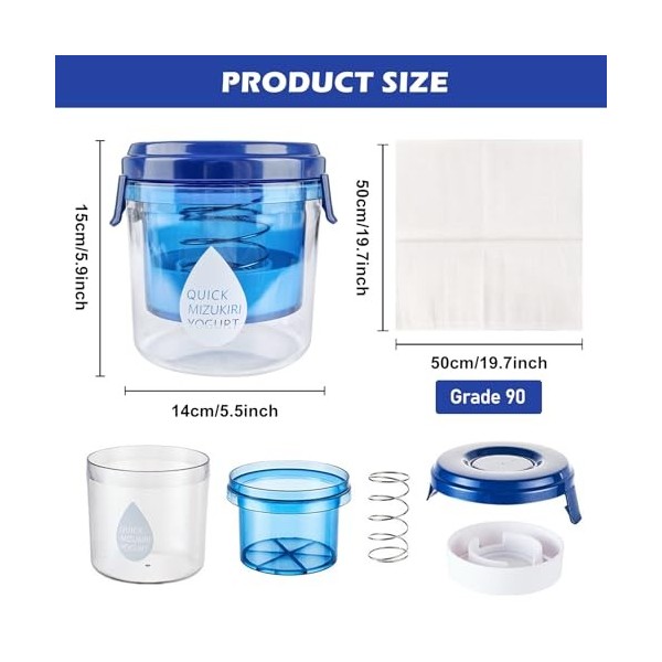 Passoire à yaourt grecque - Filtre à yaourt fait maison - Yaourt - Fromage à la crème - Séparateur de yaourt - Coupe-fromage 