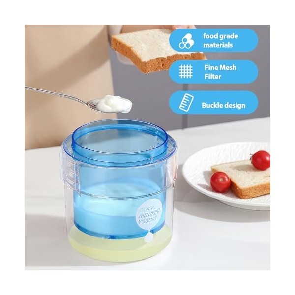 Passoire à yaourt réglable avec sac en maille fine de 225 ml, capacité de 13 500 ml, étanche, filtre à jus transparent polyva