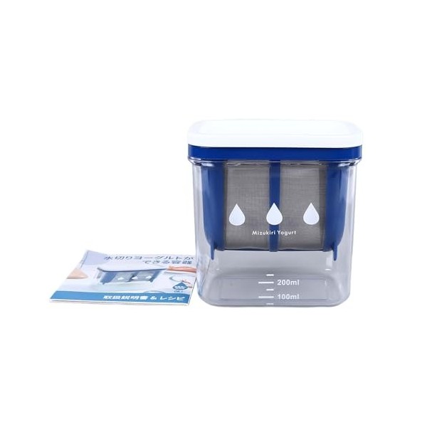 Filtre à yaourt, grande capacité, conception avec couvercle, récipient transparent, avec échelle, filtre à mailles fines, pou