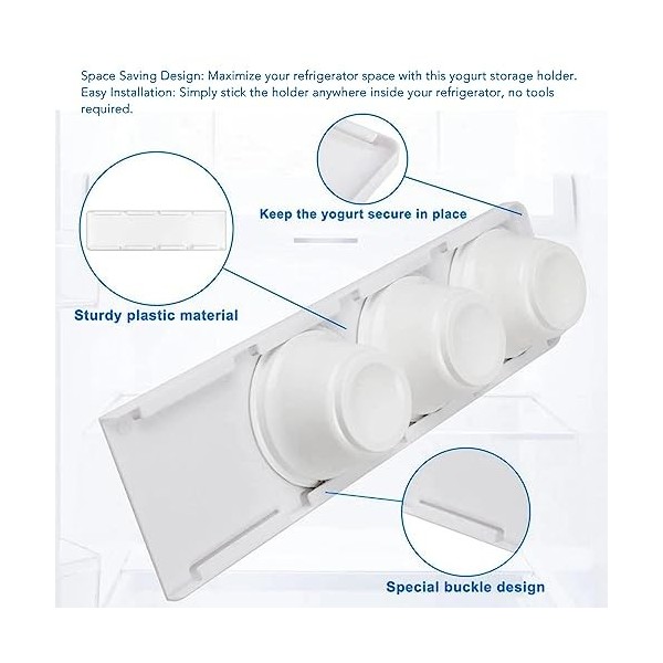 Curseur de Yaourt, Support de Rangement à Boucle pour Réfrigérateur, Facile à Installer, Peut Contenir 4 Pots pour Les Amateu