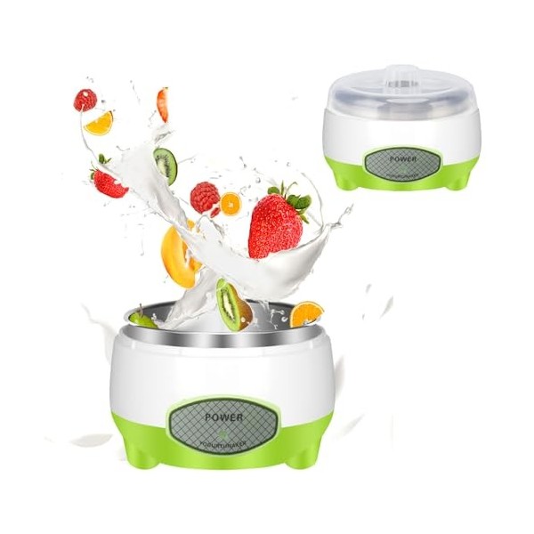 Yaourtière, Machine à Yaourt Compacte avec Contrôle de Température Constant, Récipient en Acier Inoxydable pour Yaourt Natto 