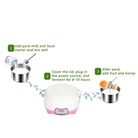 Mini Yaourt Fabricant, Multi-Fonction Yaourt Natto Machine, 1L Ménage Natto Riz Vin Cuisine Récipient, Électrique Automatique