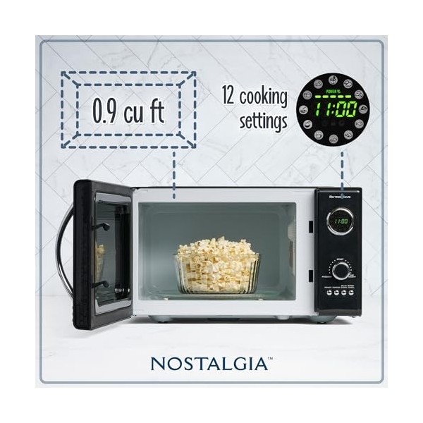 Nostalgia Micro-ondes Retro sur Comptoir - Grande puissance 800 Watts - 25 litres - 12 réglages de cuisson préprogrammés - Ho