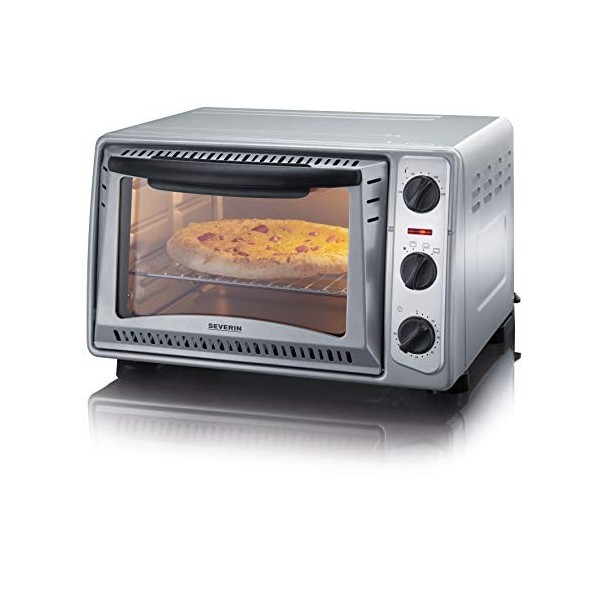 SEVERIN Mini-Four 20 L avec grille et plaque de cuisson incluses, Four posable 1 500 W design simple et élégant, Mini-four él