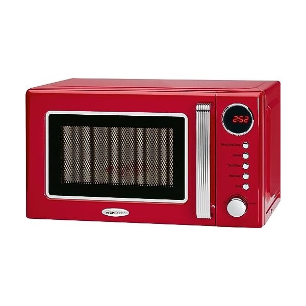 Clatronic® Micro-ondes rétro avec grill | Espace de cuisson 20 litres | 5 niveaux de puissance | 700 watts de puissance micro