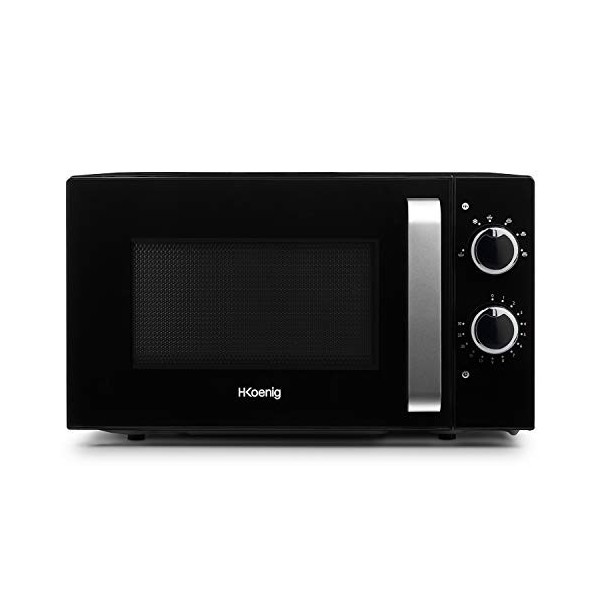 Micro-ondes Compact Design 20L VIO8 Noir H.Koenig Puissant 700W, Plateau tournant 24,5cm, Multifonction 5 niveaux de chauffe,
