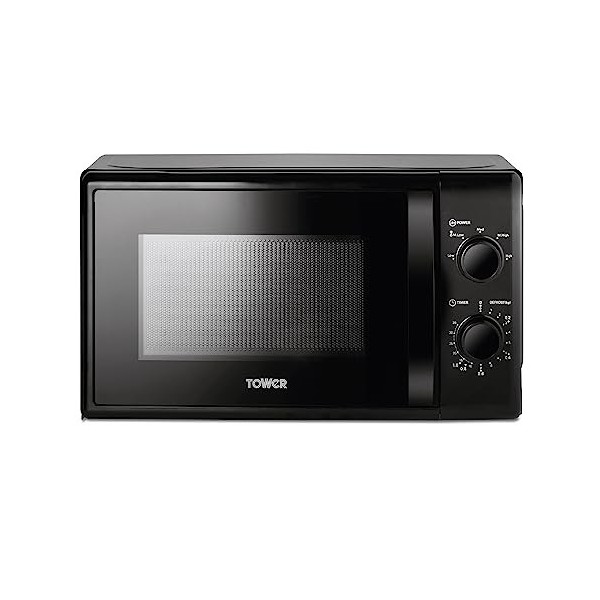 Tower T24034BLK Micro Onde - Four Micro-Onde - Micro-Ondes Multifonctions Manuel 20 L, 700 W, avec 5 Niveaux de Puissance et 