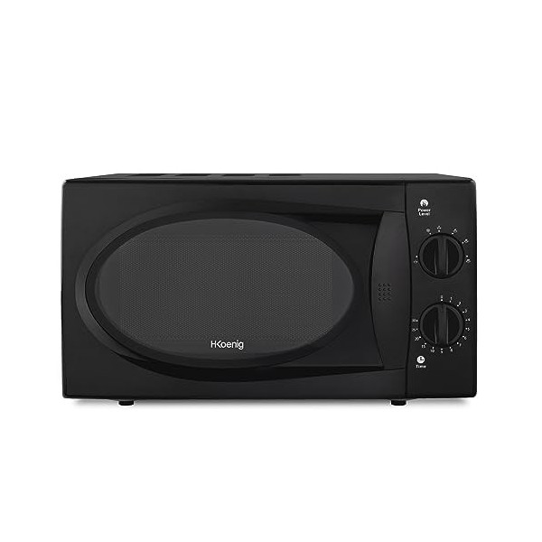 H.Koenig Micro-ondes Compact 20L VIO6B Noir, Puissant 700W, Plateau tournant 24,5cm, Multifonction 5 niveaux de chauffe et fo