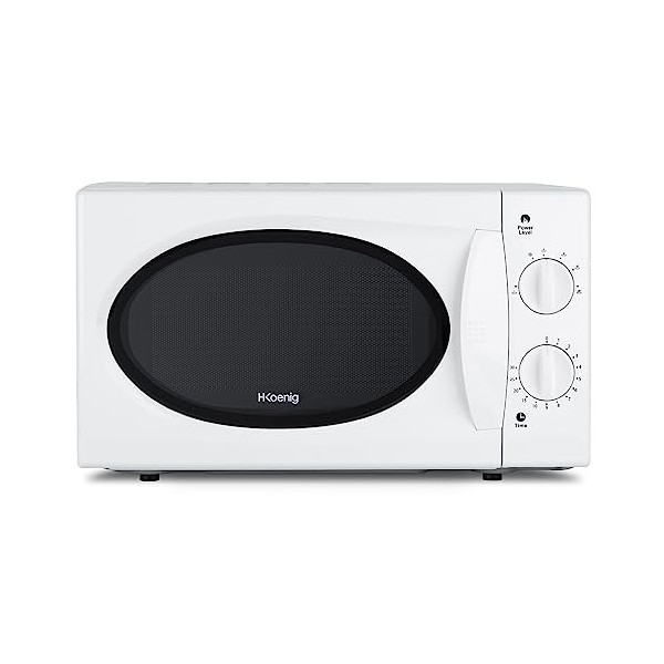 H.Koenig Micro-ondes Compact 20L VIO6B Noir, Puissant 700W, Plateau tournant 24,5cm, Multifonction 5 niveaux de chauffe et fo