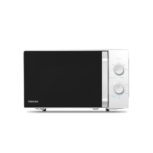 Toshiba MW2-MM20P WH Four à micro-ondes standard 20 litres 800 W 5 niveaux de puissance avec fonction de décongélation prati